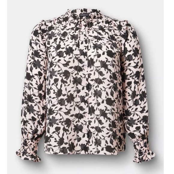 Torrid Georgette Button-Up Ruffle Top NWT - Picture 3 of 3